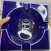 Square Rocky Patel Glass 4 Cigars Ashtray Navy Blue “H” Logo HAMLET