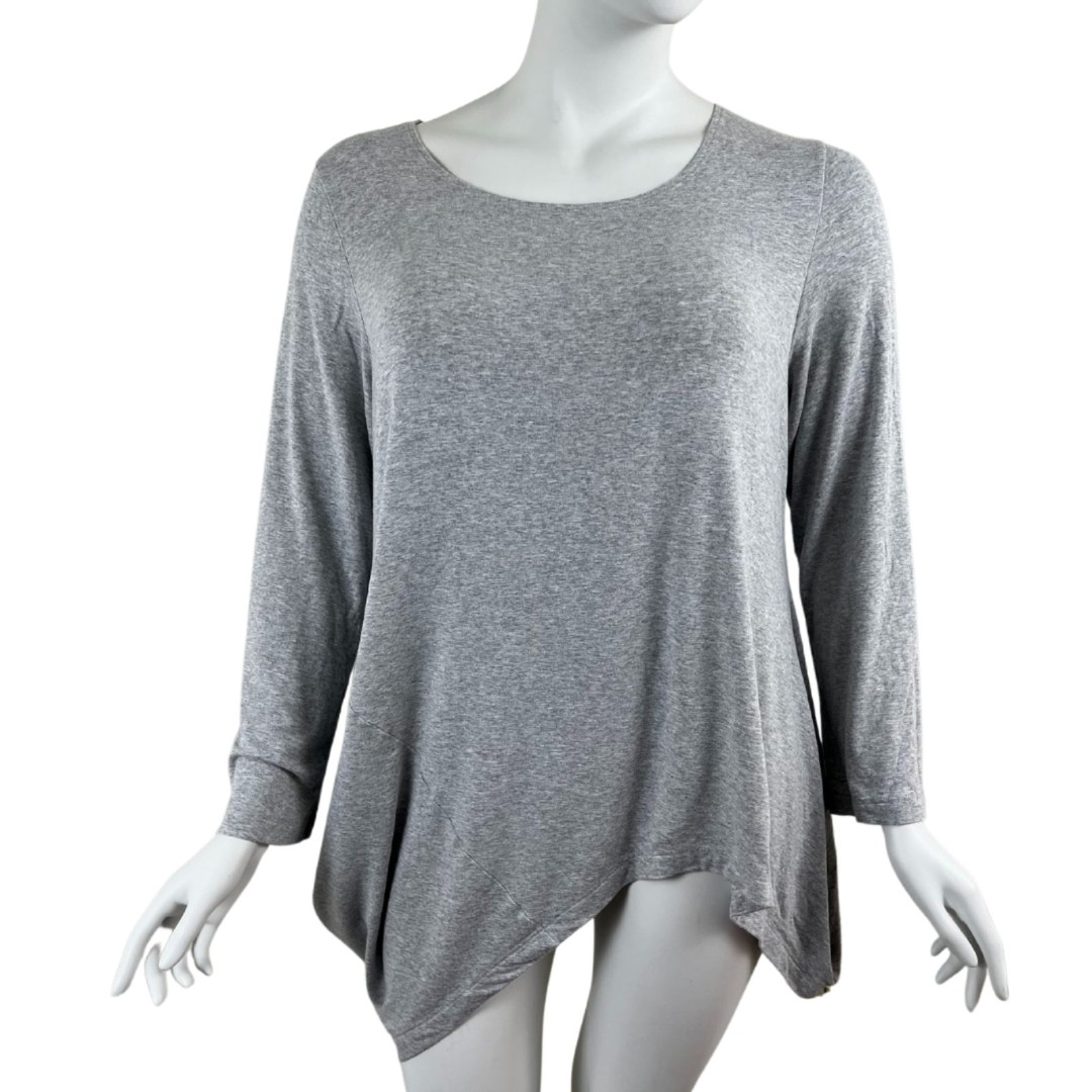 Bryn Walker Womens Size XL Gray Asymmetrical Jersey Knit Pullover Sweatshirt Top