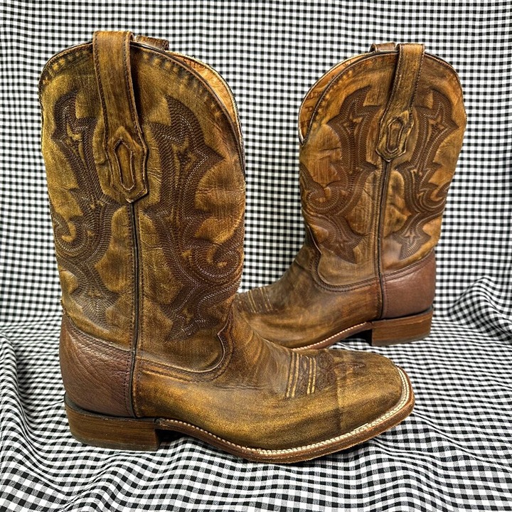 Corral Men's Golden Brown Leather Square Toe Cowboy Boots A3508 Men's 11.5 EE