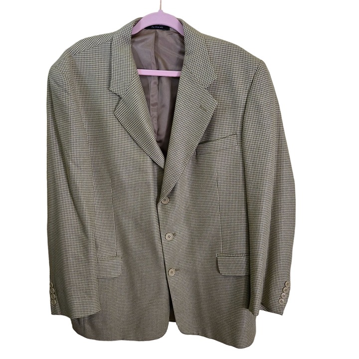 Gianfranco Ruffini Men's silk Blend Neutral Tweed 3 Button Sport Jacket Size 44R