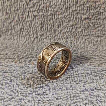 1965 40% Silver-Kennedy Half Dollar Handcrafted Coin Ring size 9