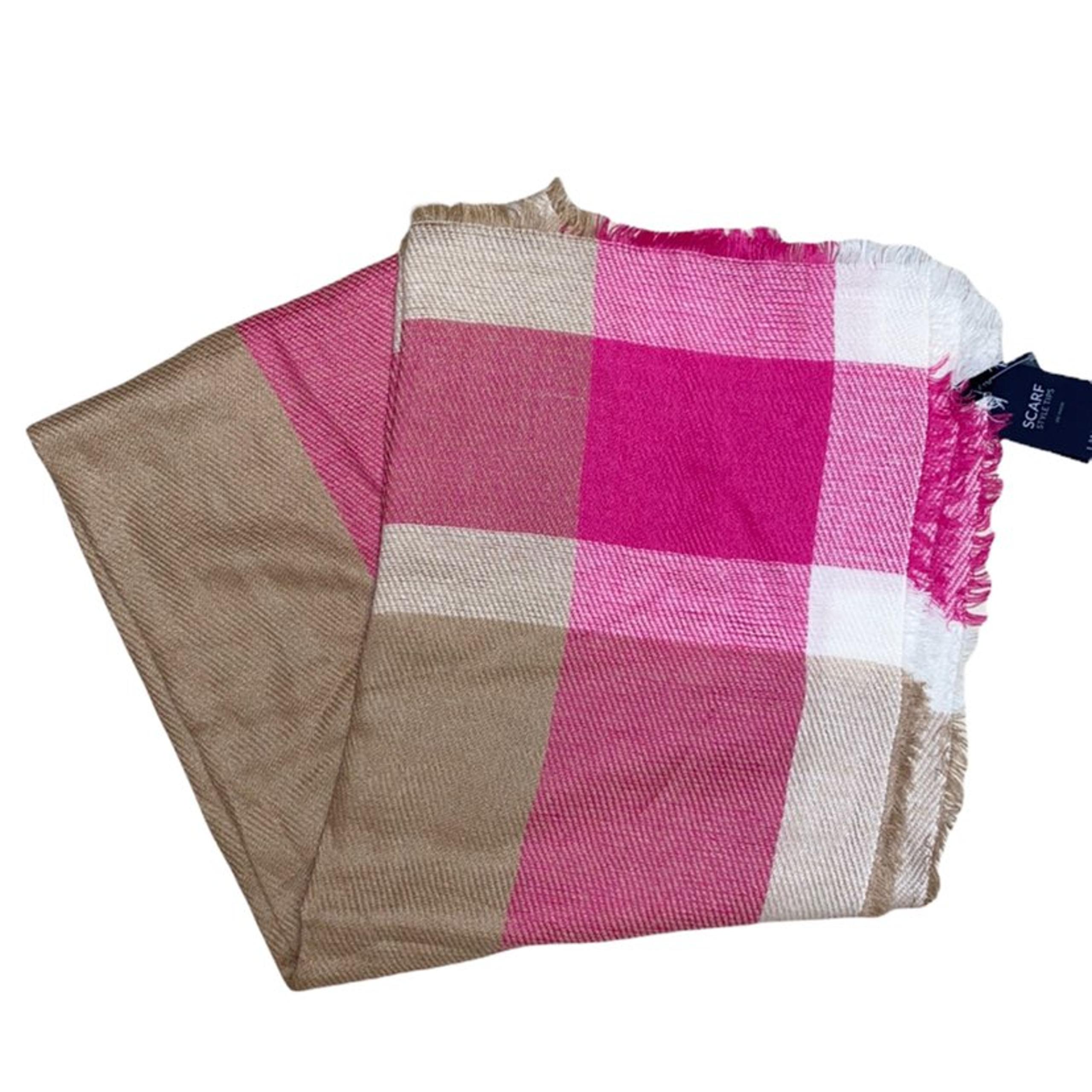 Lane Bryant Brown Pink Plaid Blanket Scarf Wrap Shawl New