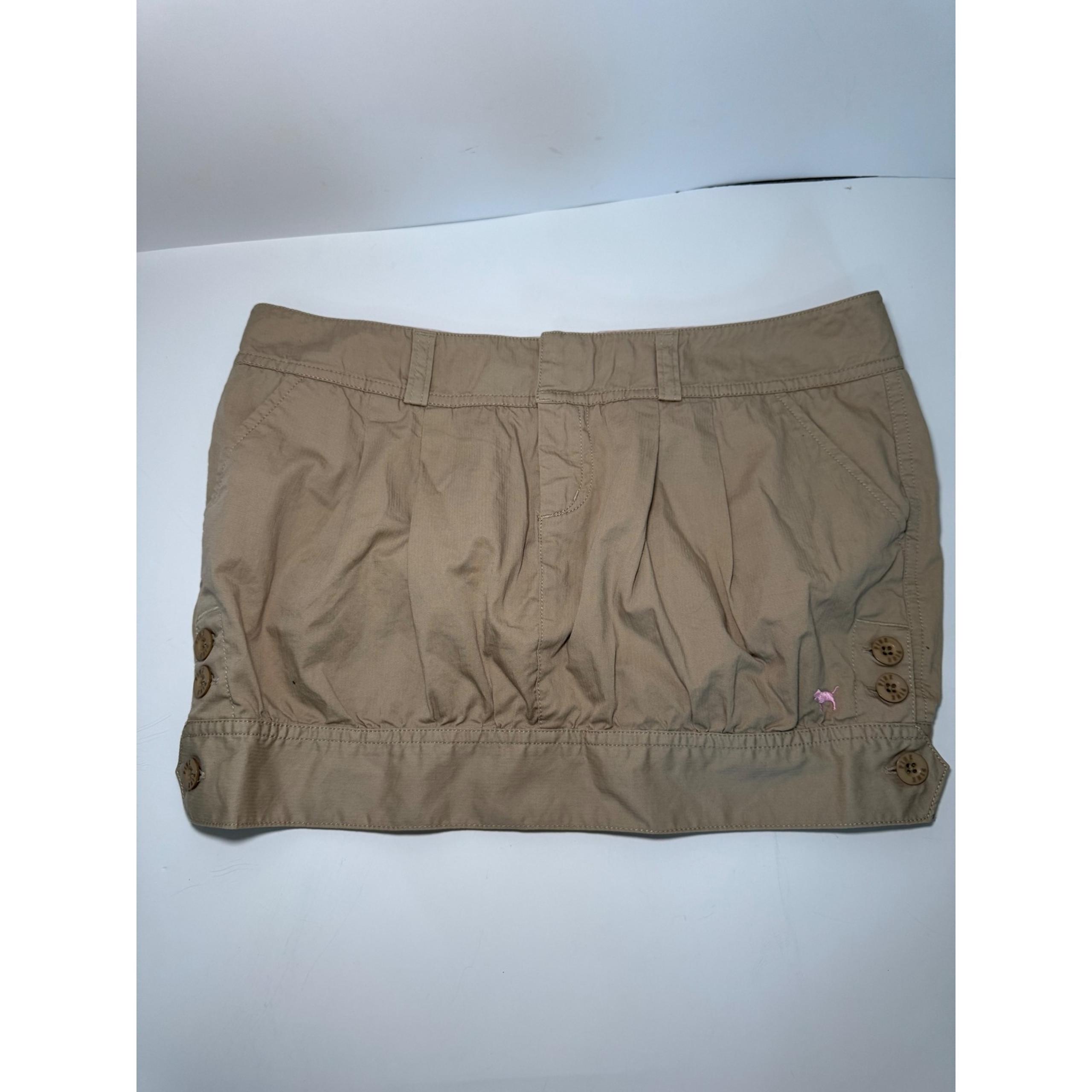 Y2K PINK Victoria's Secret Mini Skirt Khaki Low Rise Button Detail Size 6