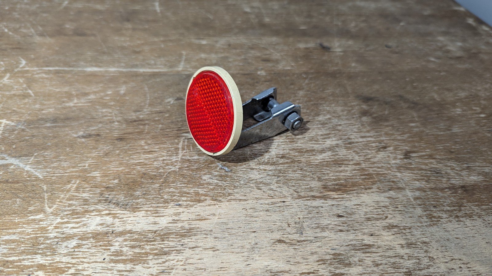 RARE vintage red bicycle reflector with original bracket complete unbranded over