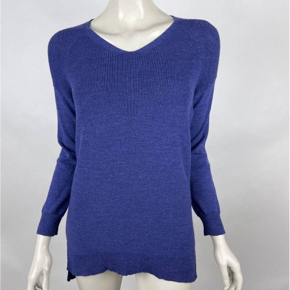 Eileen Fisher V-Neck Washable Wool Sweater Women S? Long Sleeve Stretch Pullover