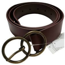 New Gap Leather Belt Brass Buckle Cognac Brown Infinity Ring Double Womens XL
