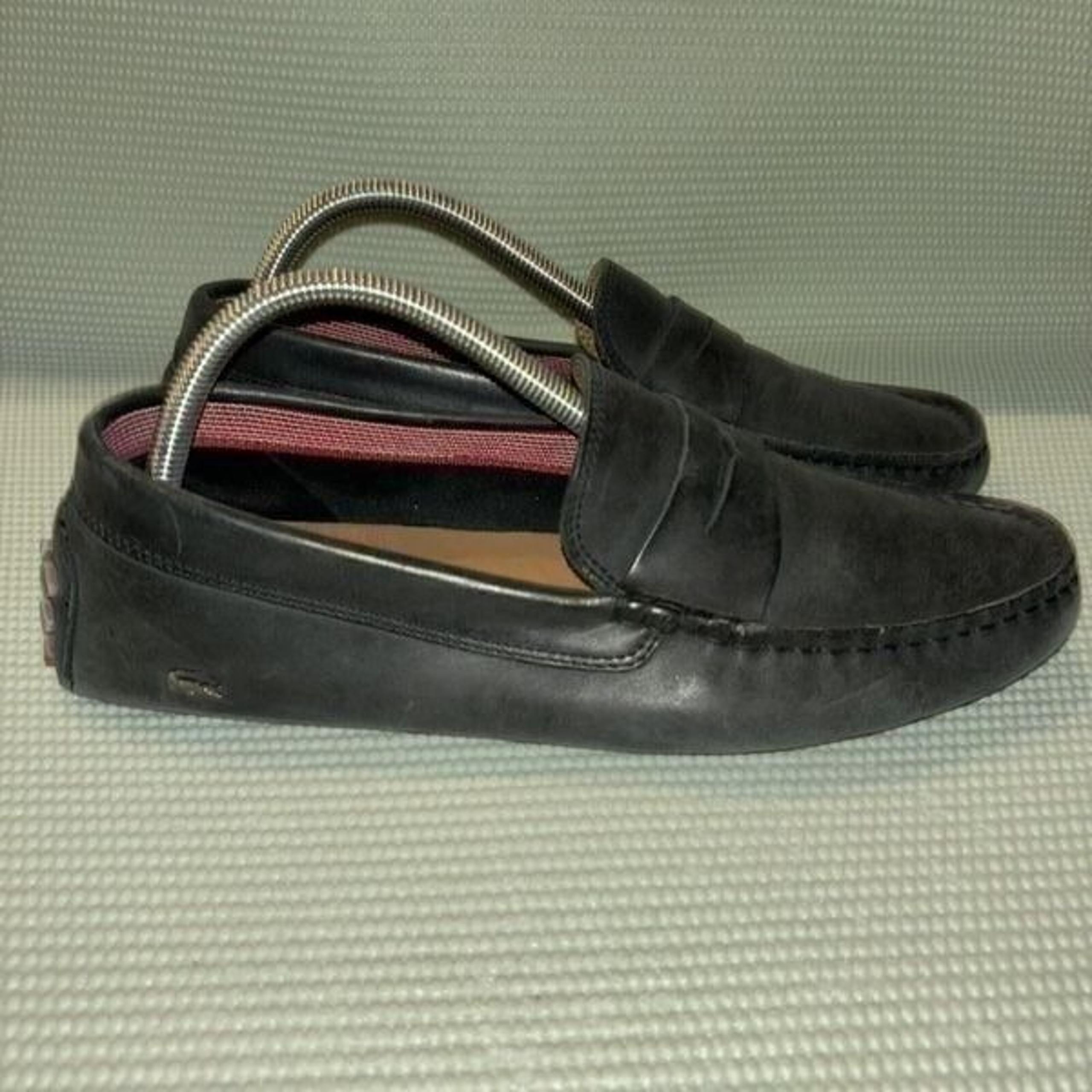 Lacoste Concours Leather Loafers Slip On Comfort Men’s Size 9 Washed Black