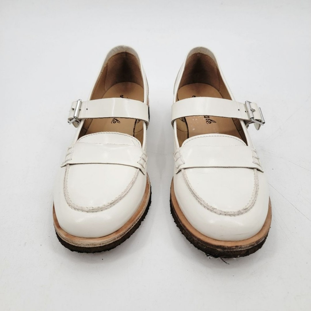 Free People Size 9 White Patent Leather Penny Loafer Mary Janes Preppy Shoes