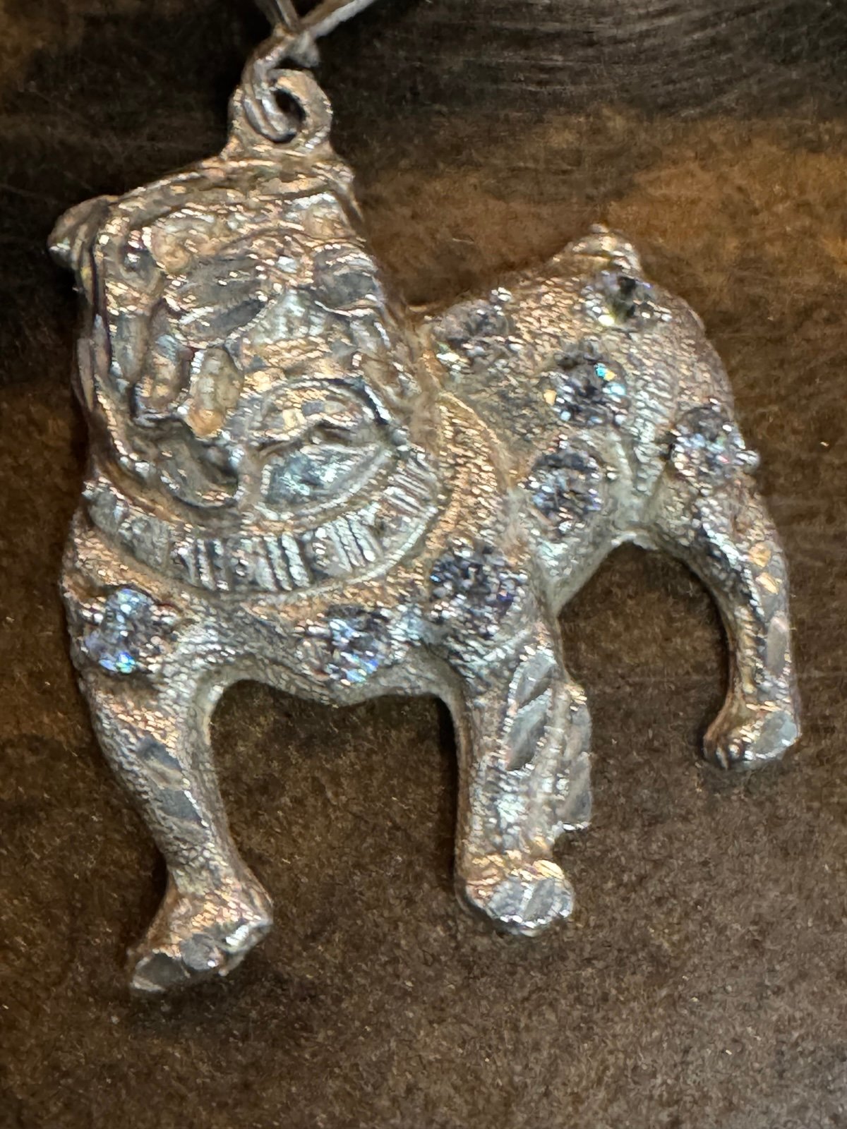 Sterling Silver and rhinestone bulldog pendant