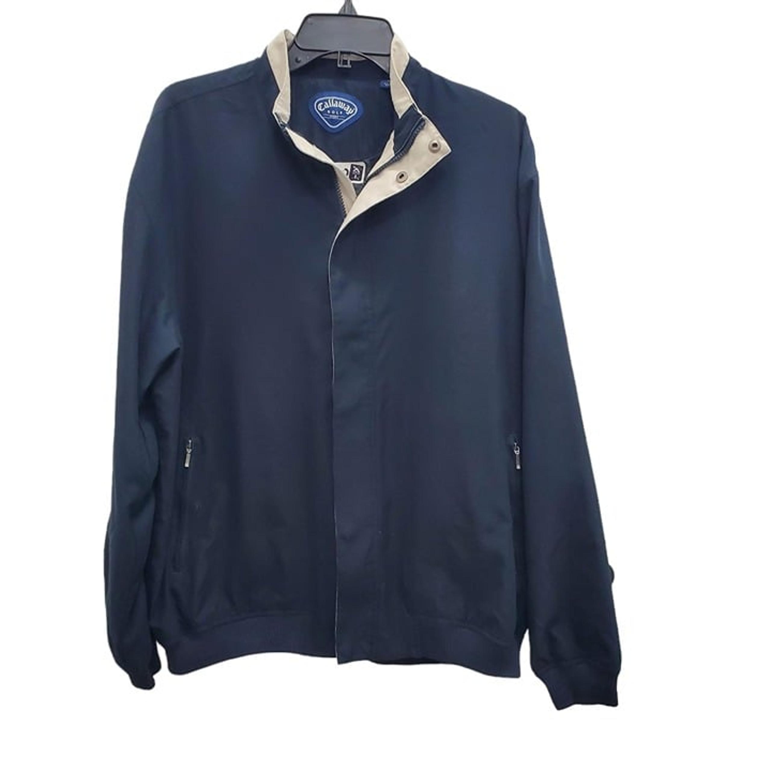 Golf Men's Navy Beige Zip & Snap Button Front Lined Jacket Size M - Callaway