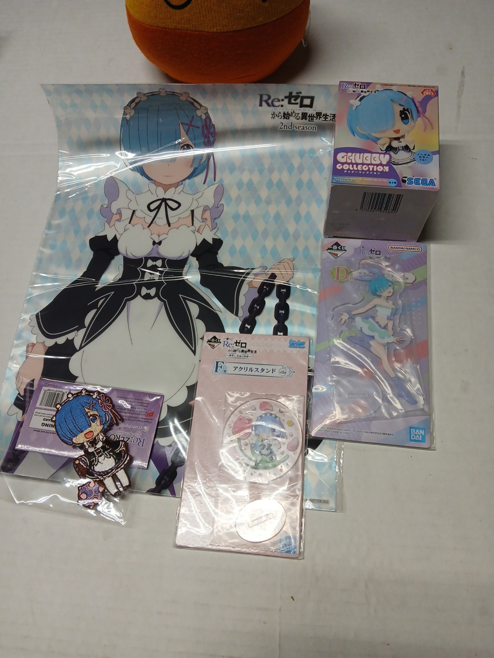 Re:Zero Anime Lot Rem Chubby Figure Acrylic Stand Plastic Promo Poster Patch