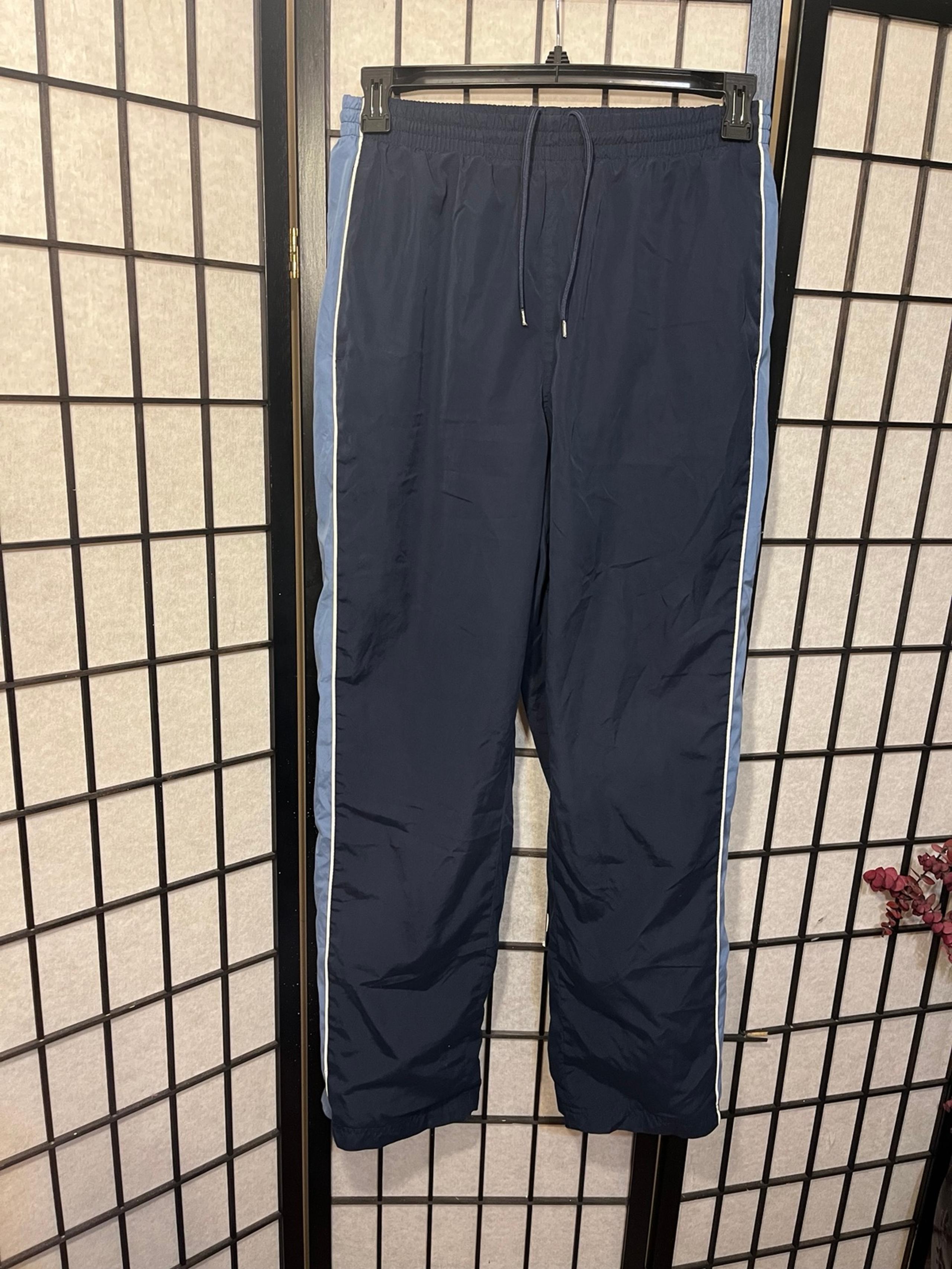 Reebok Track Pants Windbreaker Lined Zip Ankle Athletic Blue Unisex USA M