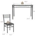 5 Pieces Dining Set Furniture Tempered Glass Top Table & 4 Upholstered Chairs