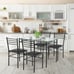 5 Pieces Dining Set Furniture Tempered Glass Top Table & 4 Upholstered Chairs