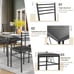5 Pieces Dining Set Furniture Tempered Glass Top Table & 4 Upholstered Chairs