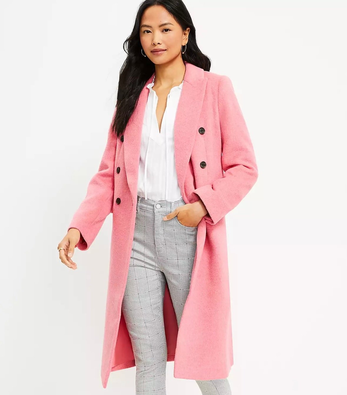 NWT Double Breasted Wool Jacket in Pink Melange