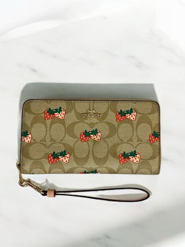 Coach Strawberry Print Wallet in Signature Canvas