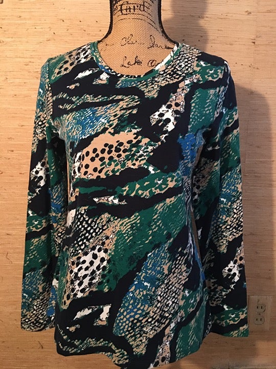 Westbound Multi Print Pattern Long Sleeve Pullover Top Size M