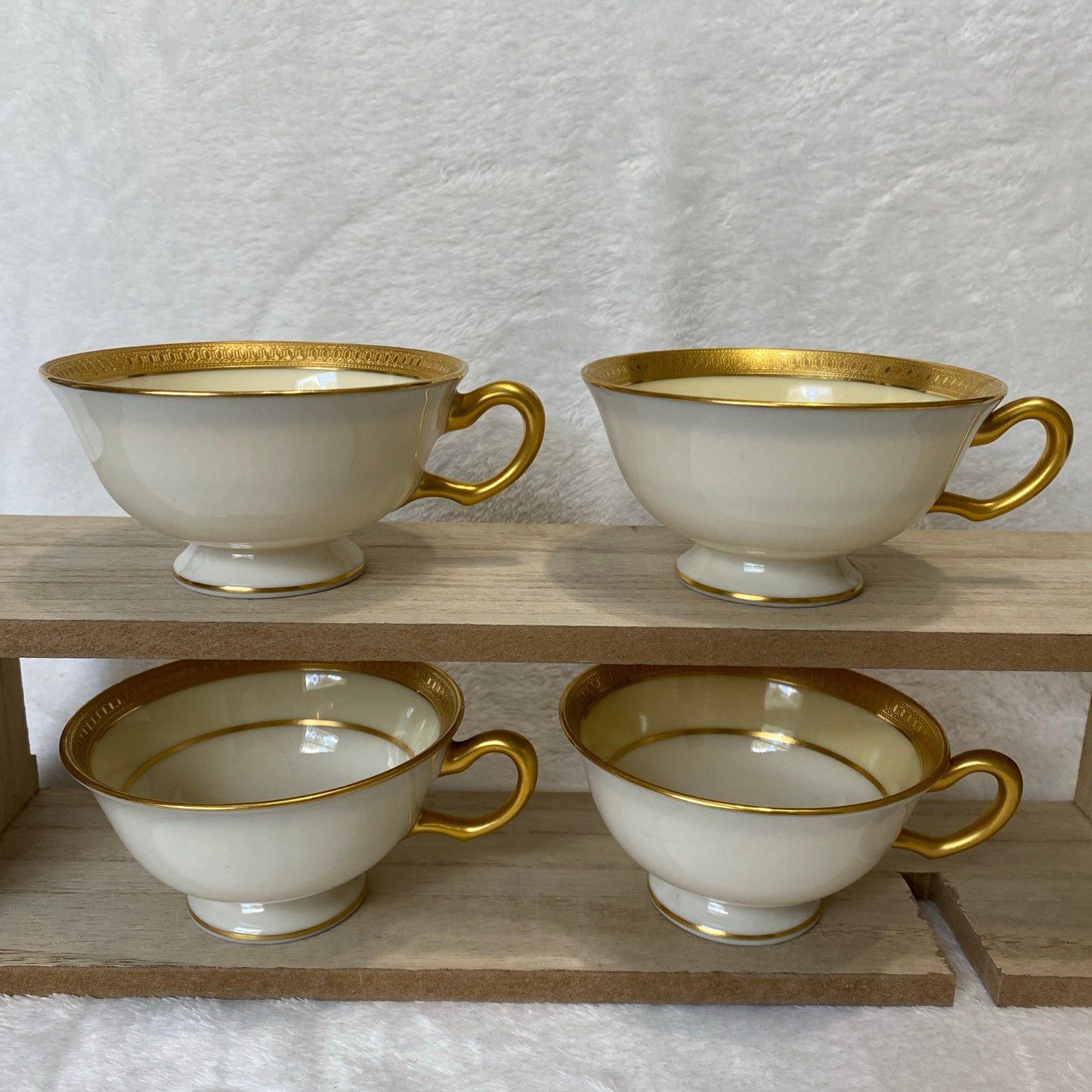 Lenox Carolina Cream And Gold Cups No Saucers (4)
