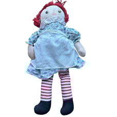 Georgene Novelties Raggedy Ann Doll 18” Floral Dress Red Yarn Hair