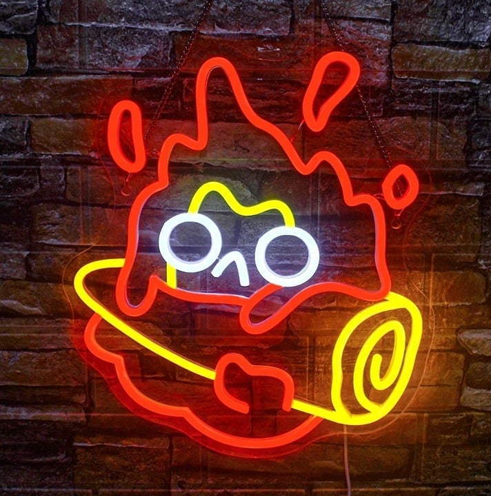 Fun Bright Fireball Kid Hanging on to Wood Log LED Night Light Room Wall Decor
