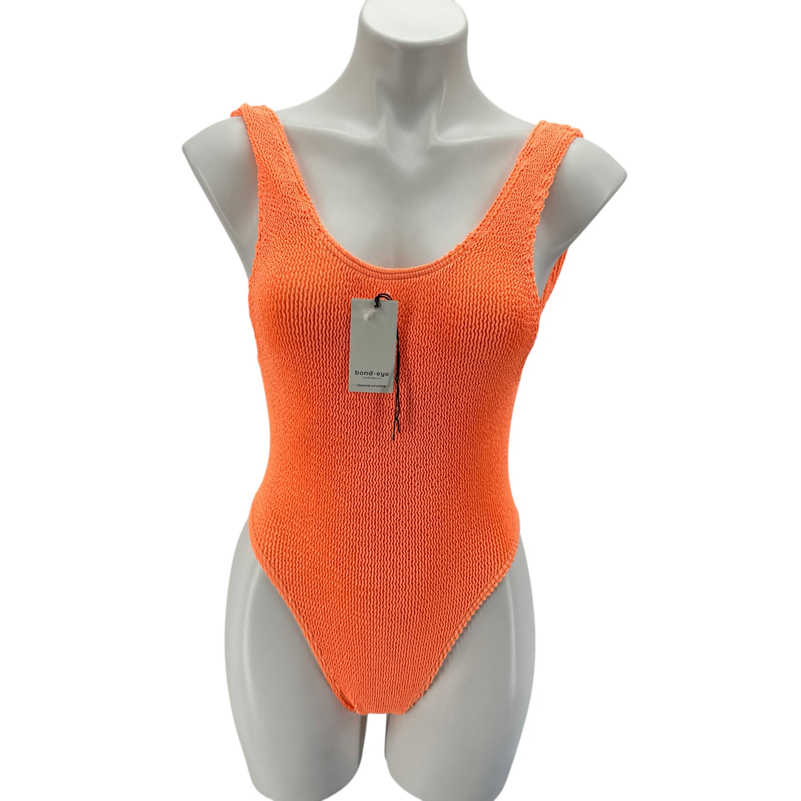 Bond-Eye Bound Crinkle One Piece Swimsuit Womens SZ OS Bright Orange Creamsicle