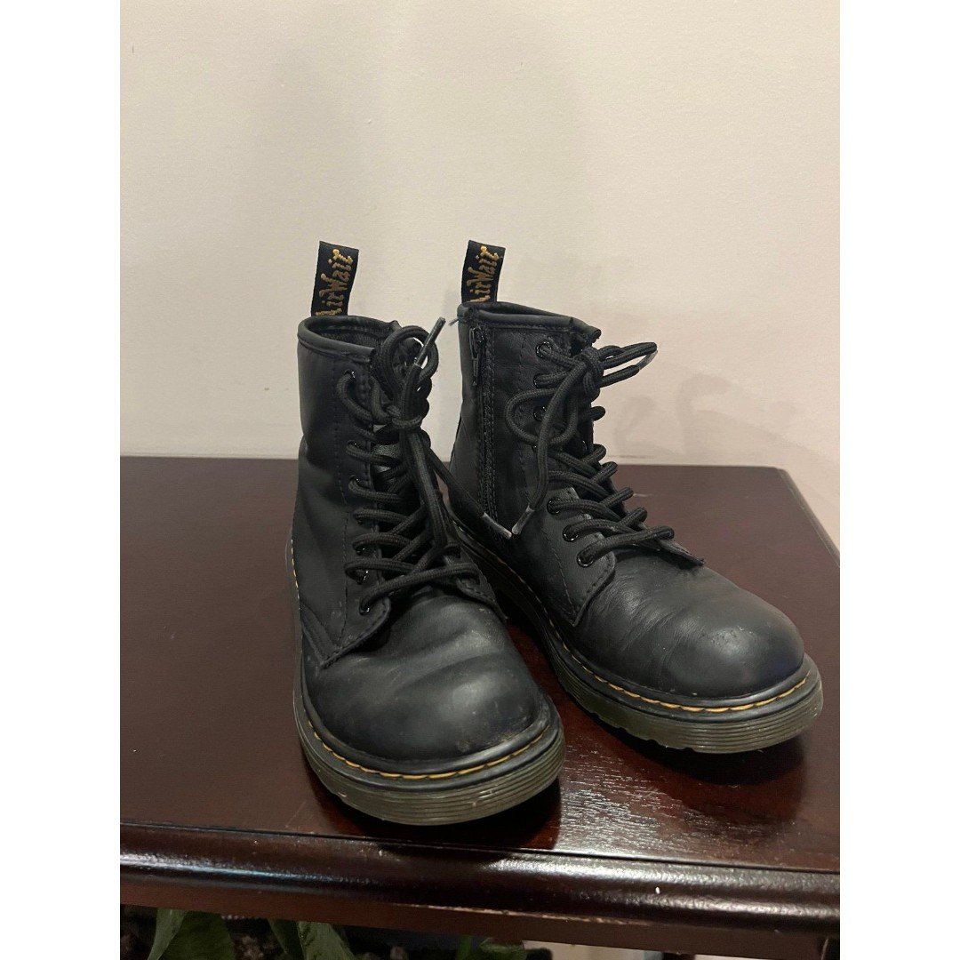 Doc Martens Air Wair Black Combat Boots Size Kids US 2