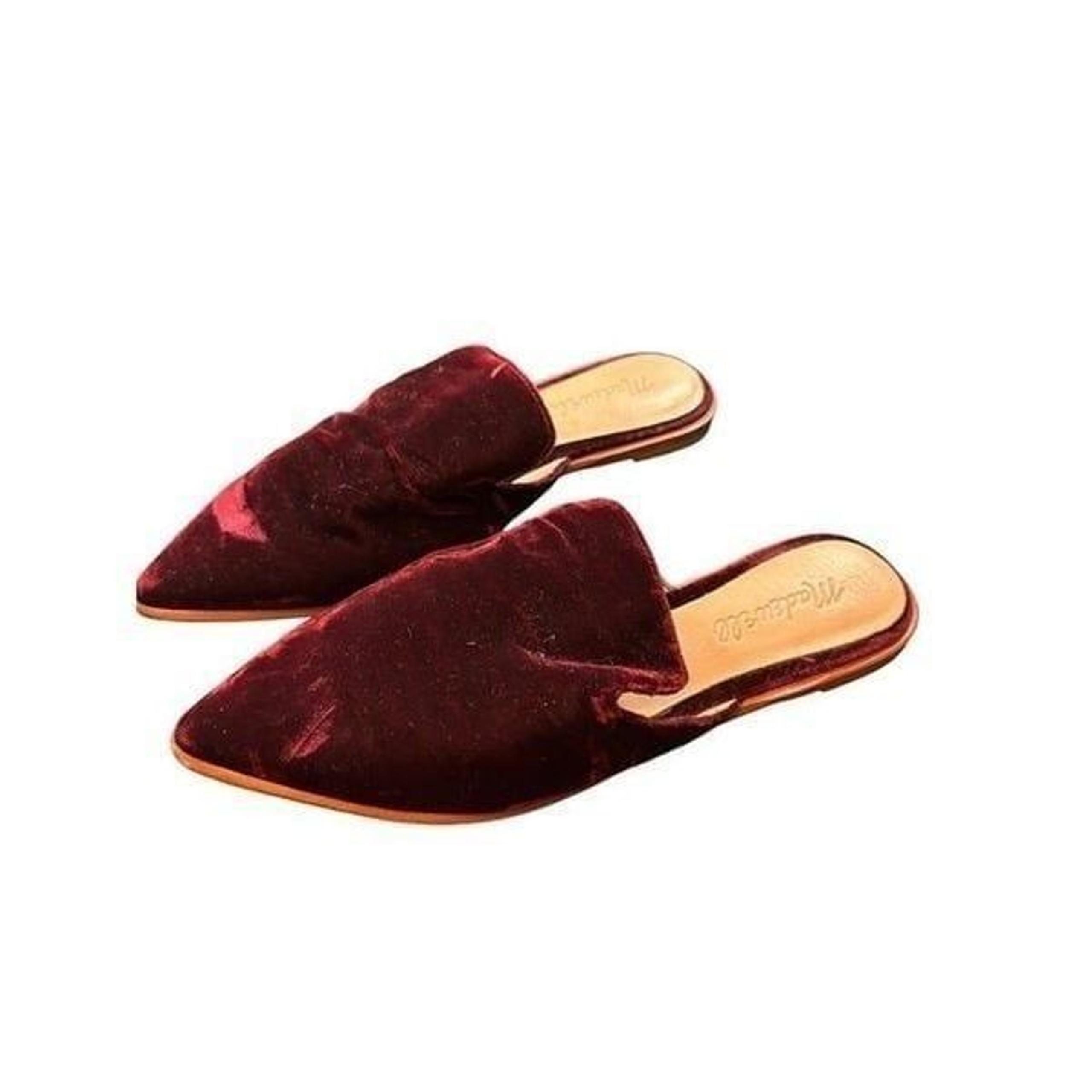 Madewell Women's SZ 6 Velvet Pointed-Toe Mules Style G8387 Textile Upper Leather