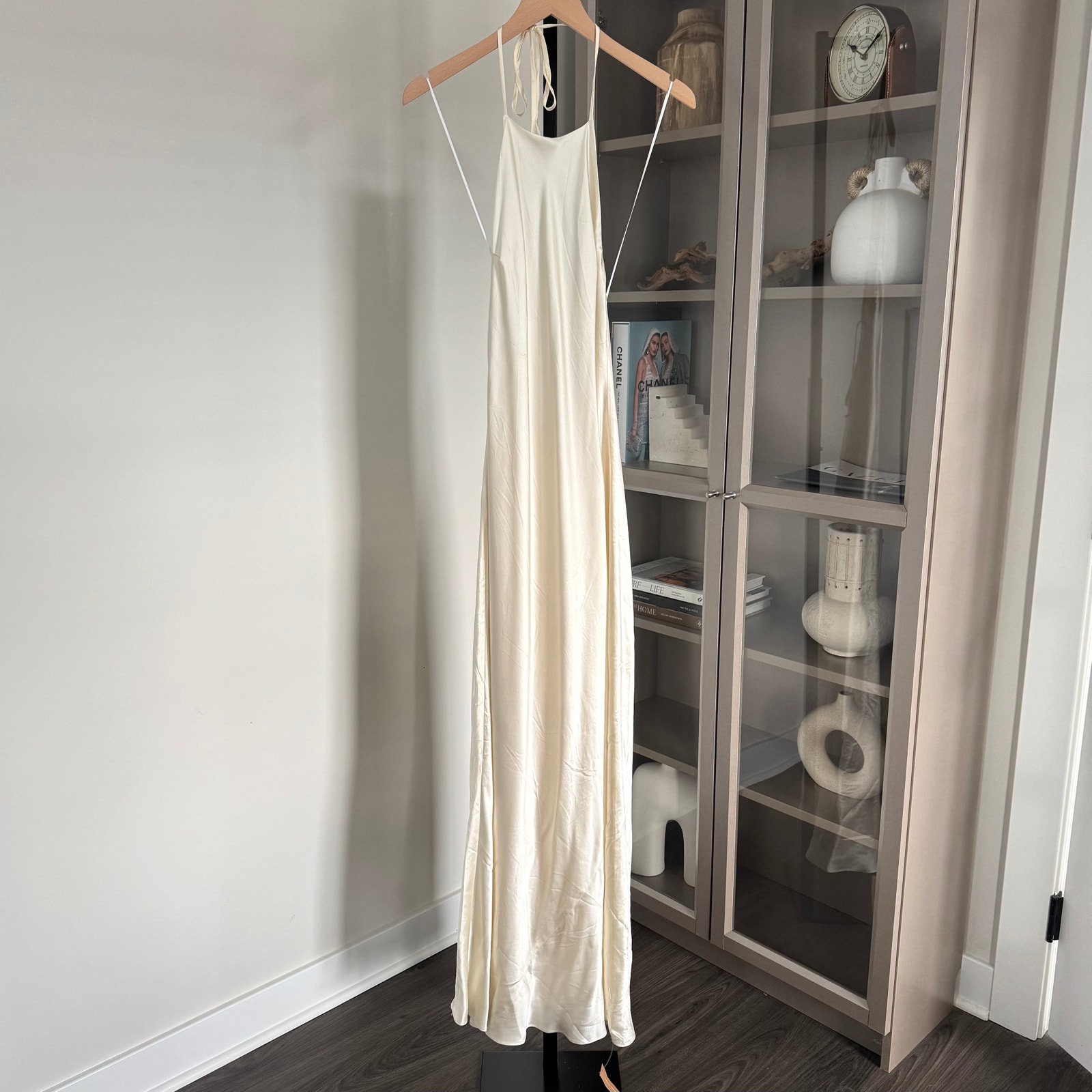 Reformation Ivory Fior Di Latte Jeany Silk Dress S NEW Satin Halter Maxi Gown