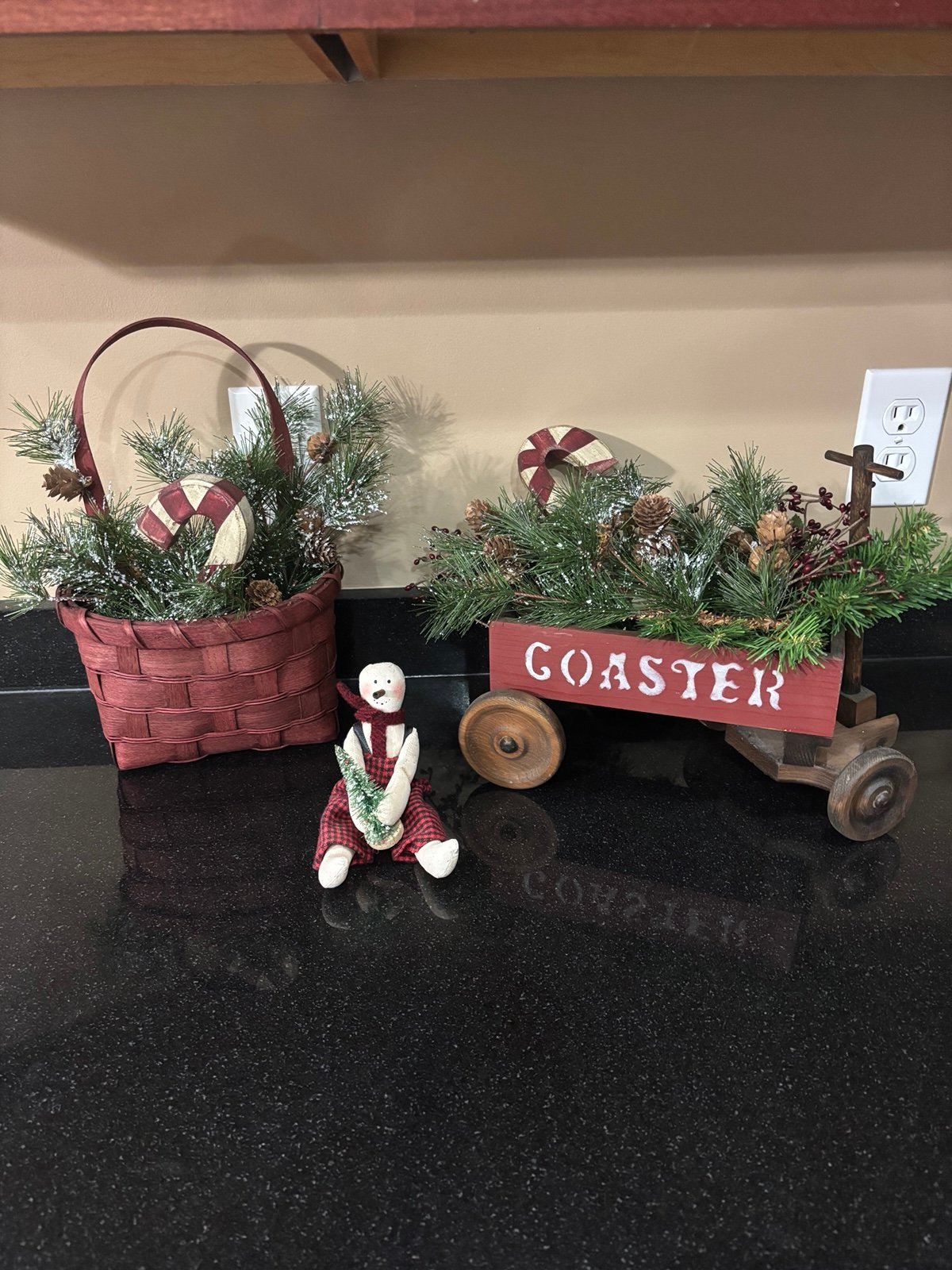 Decorative Christmas Wooden Wagon, Door Hanger, Snowman