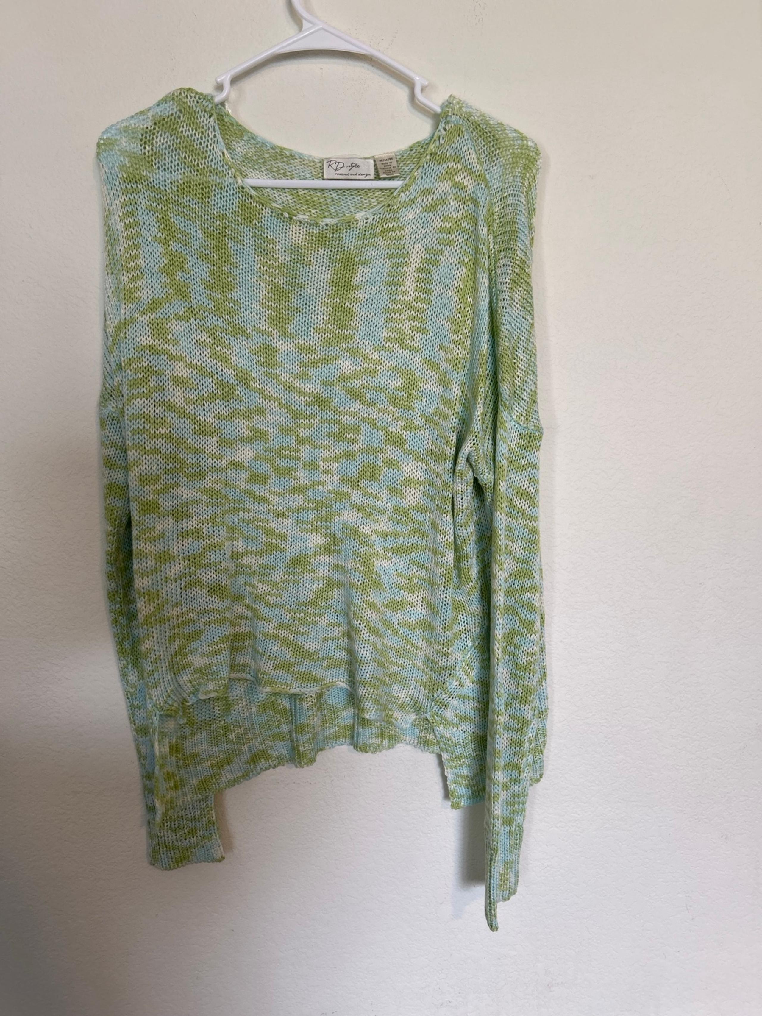 RD Style Colorful Open Knit Crewneck
Sweater green/blue/white Medium