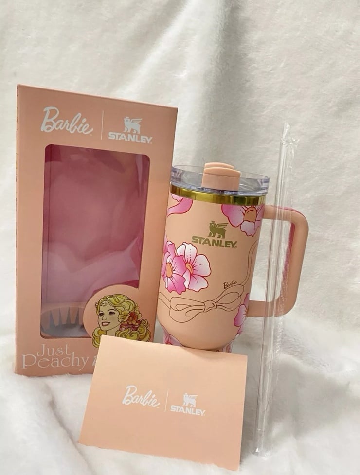 Stanley Barbie ‘80s Peaches ‘N Cream 40 oz. Quencher Tumbler With Receipt