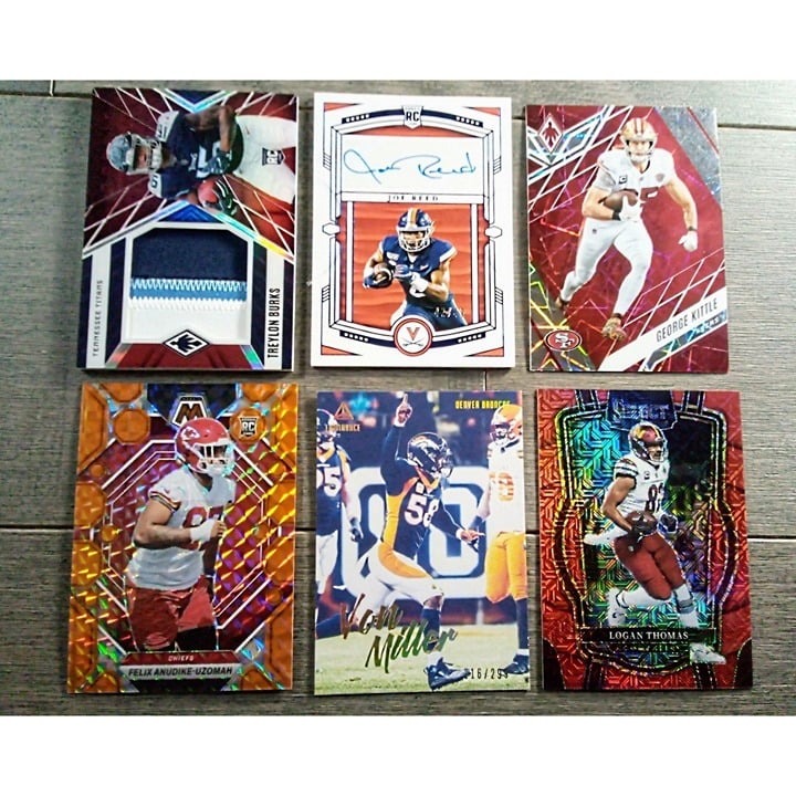Card Lot of 6 Serial Numbered NFL Trading Cards