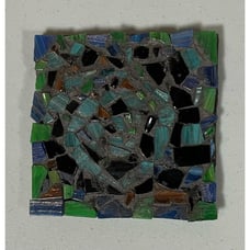 Handmade Blue Earth Tones Stone Stained Glass Drink Cup Coaster #stainedglass
