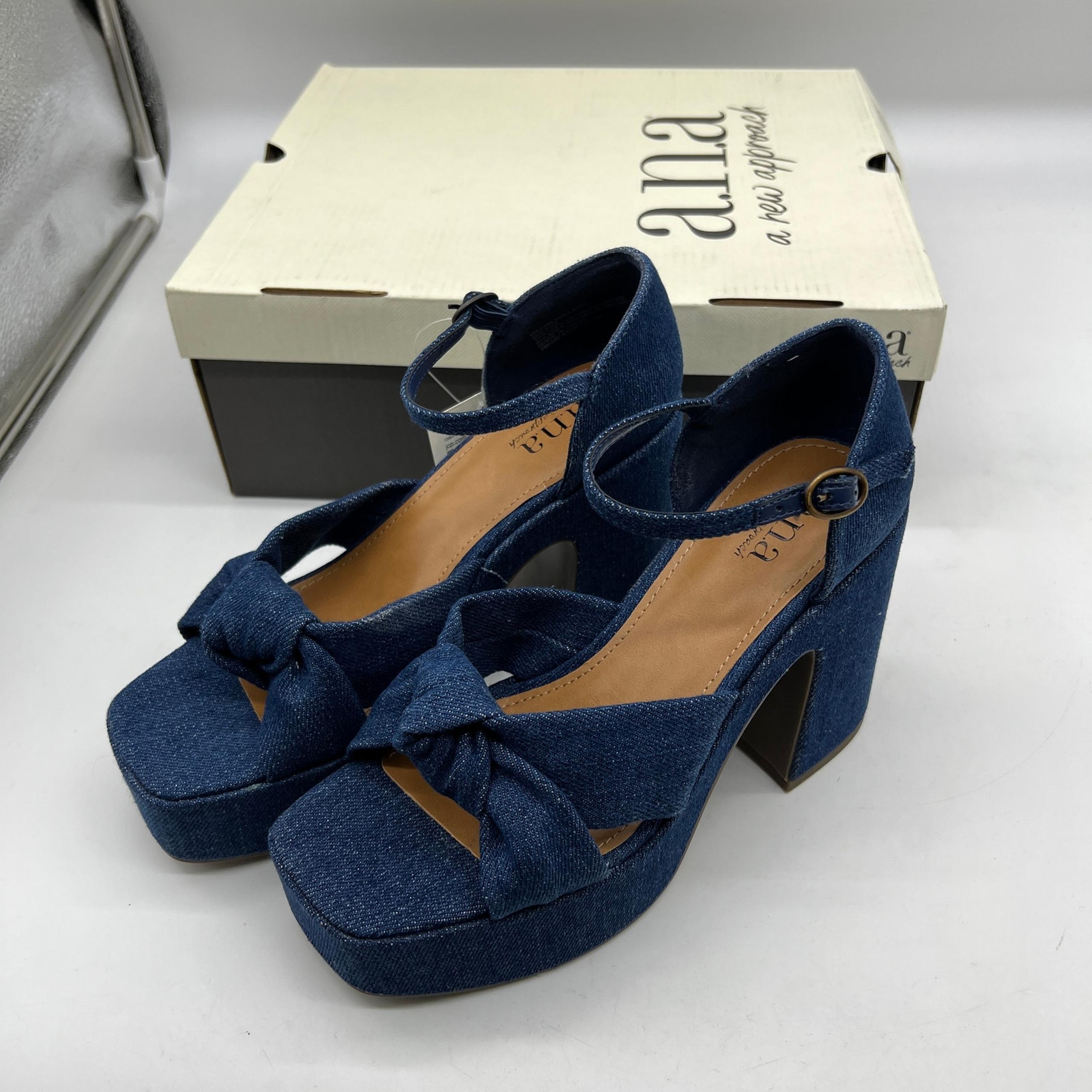 a.n.a Womens Holland Heeled Sandals Denim Platform Size 6M