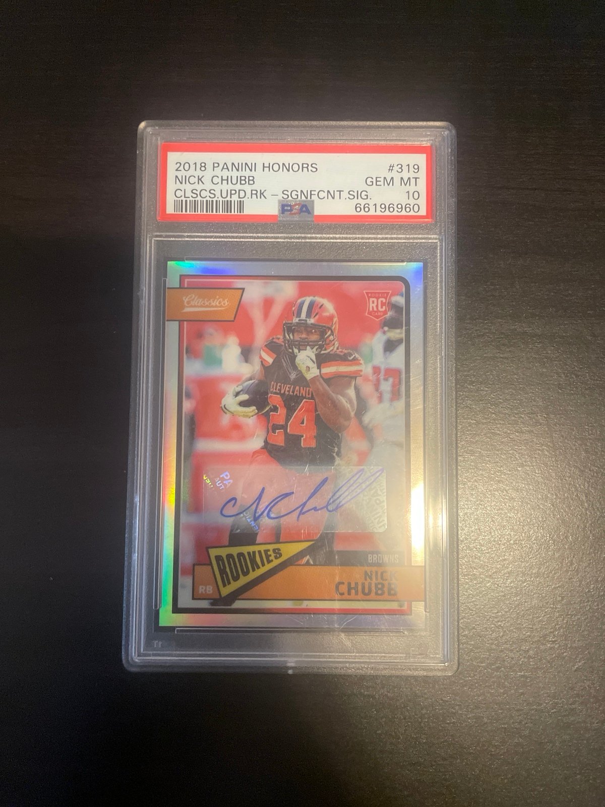 2018 Panini Honors Nick Chubb Auto PSA 10
