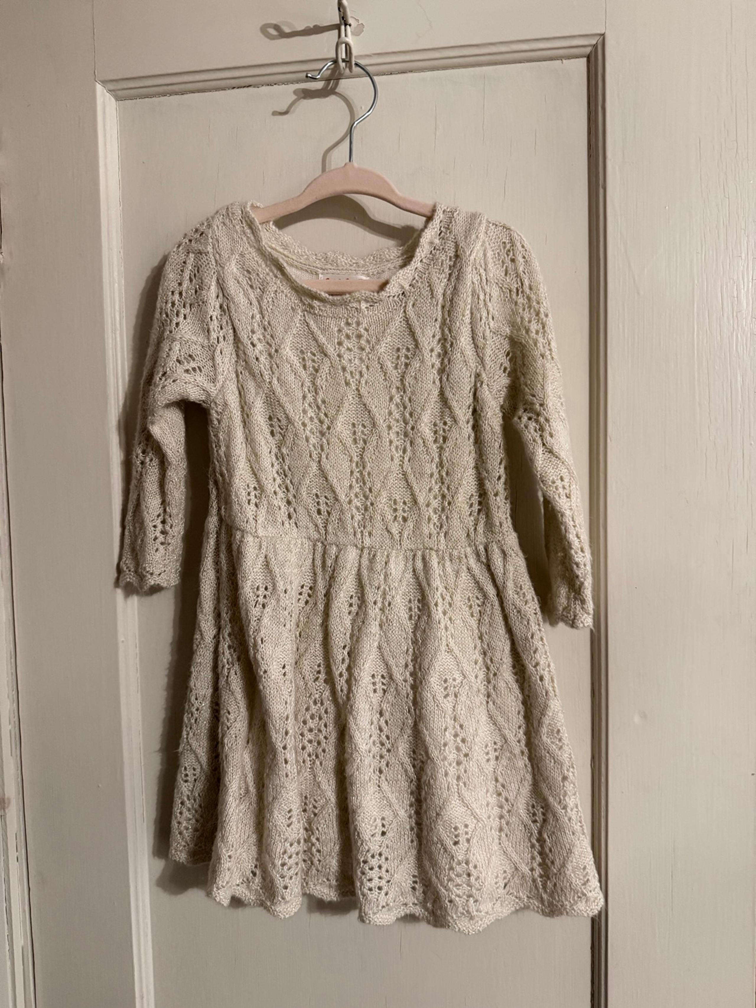 Toddler sweater dress with little gold shimmer threading