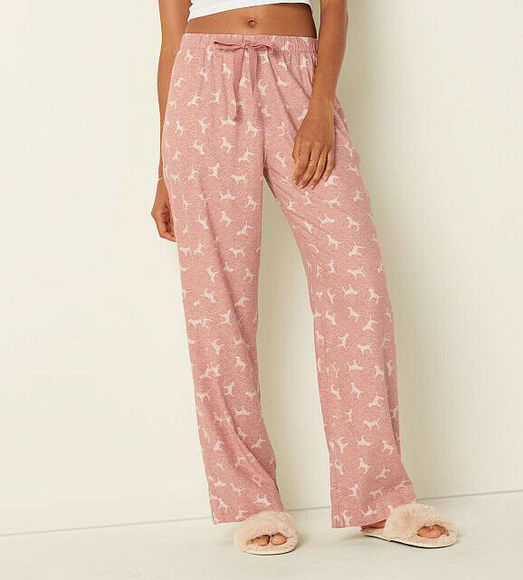 Vs Victorias Secret Pink Flannel Sleep Pant Tight Leggings Pajama Dogs L