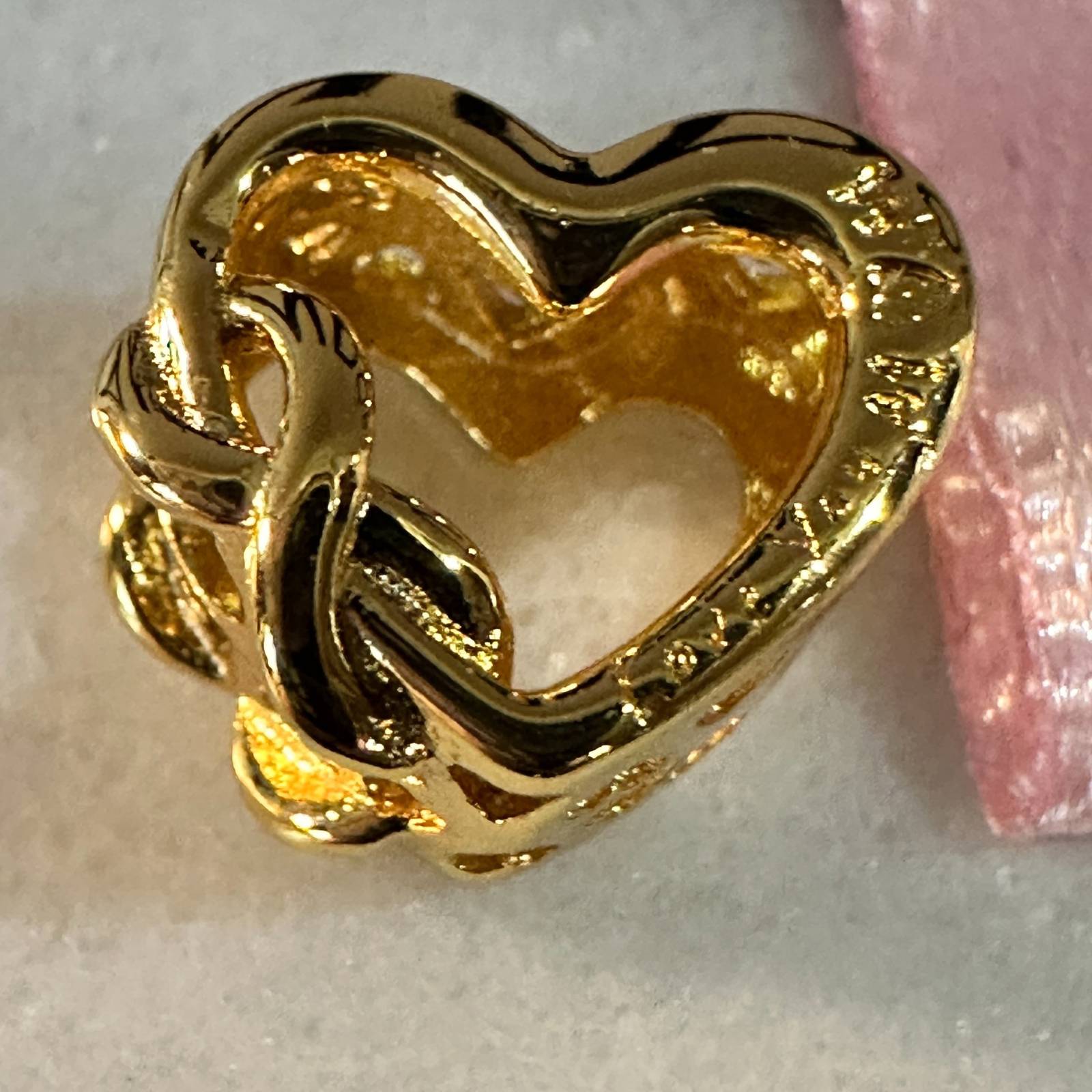 Authentic PANDORA Gold Plated Love You MOM Heart Charm, Retired