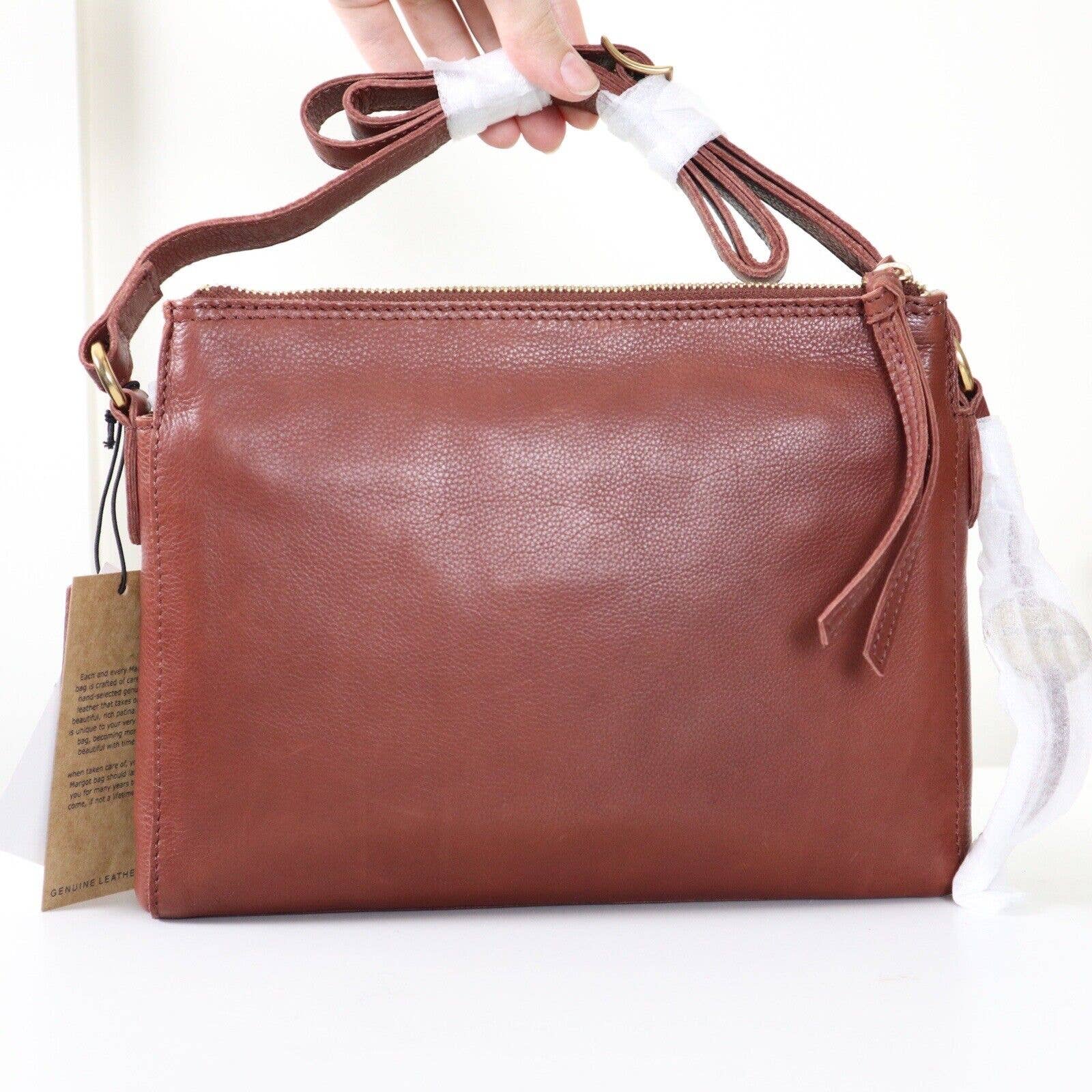 NWT Margot Large Jules selling Brown Genuine Leather Crossbody Purse Brandy