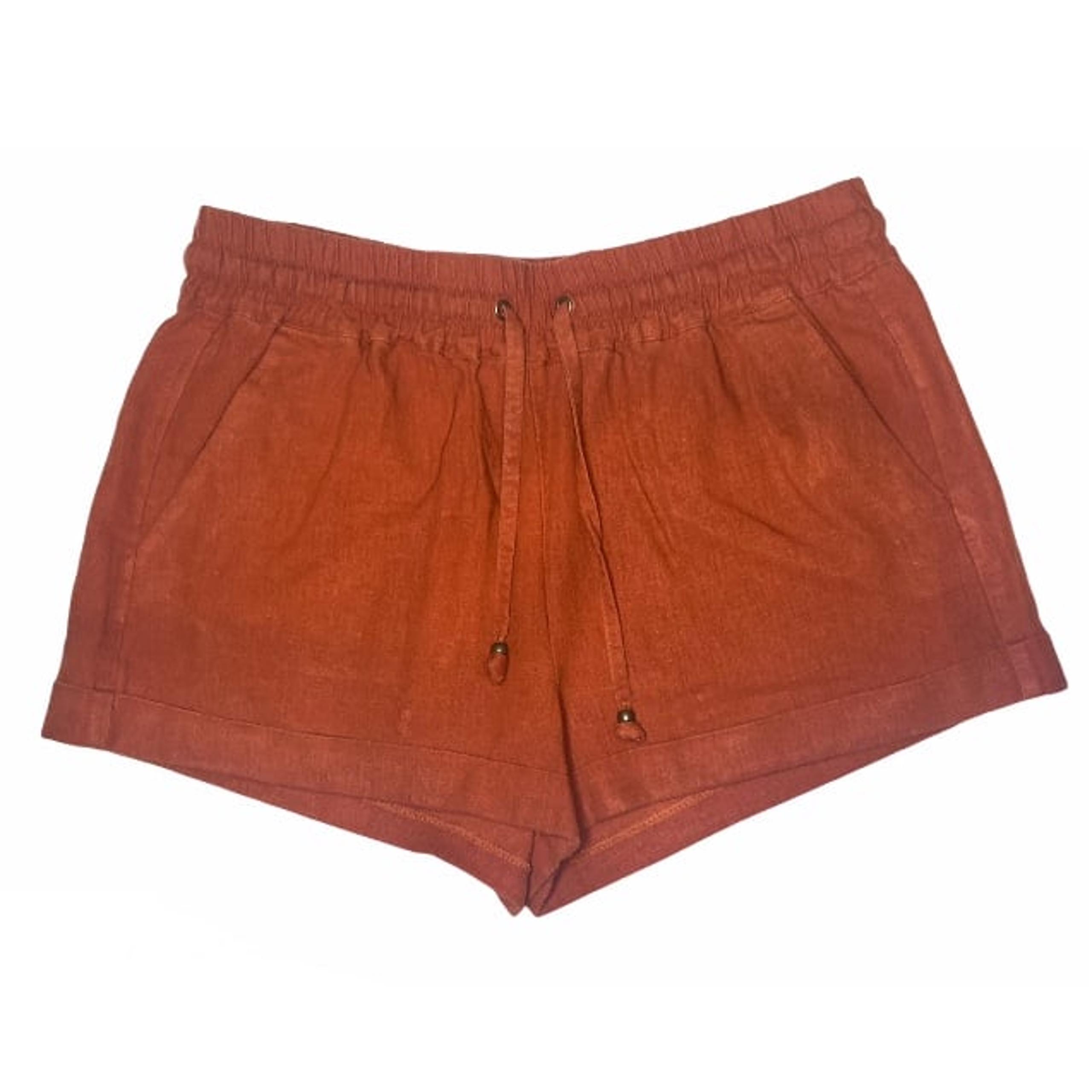 Love Tree happens, Women High Waist Shorts Size M, Dark Amber, Orange