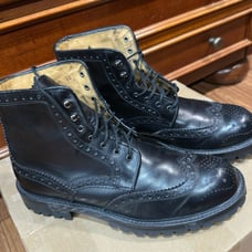 Antonio Maurizi Men Black Leather Wingtip Boots Size 7.5US, 40 EU