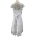 BRIDAL 22W Plus White Embroidered Illusion hort Sleeve Belted Midi Dress NEW R2