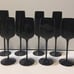 Set Black Crystal Flute & Wine Glasses S