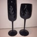 Set Black Crystal Flute & Wine Glasses S