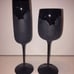 Set Black Crystal Flute & Wine Glasses S
