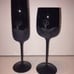 Set Black Crystal Flute & Wine Glasses S