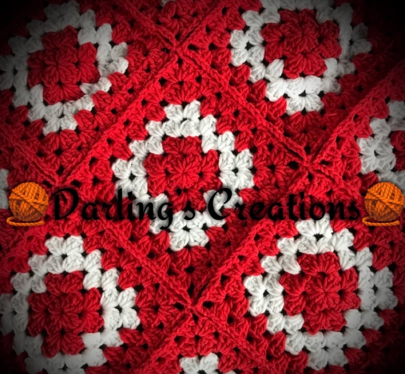 Handmade Crochet Throw Blanket Granny Square Style 49 x35