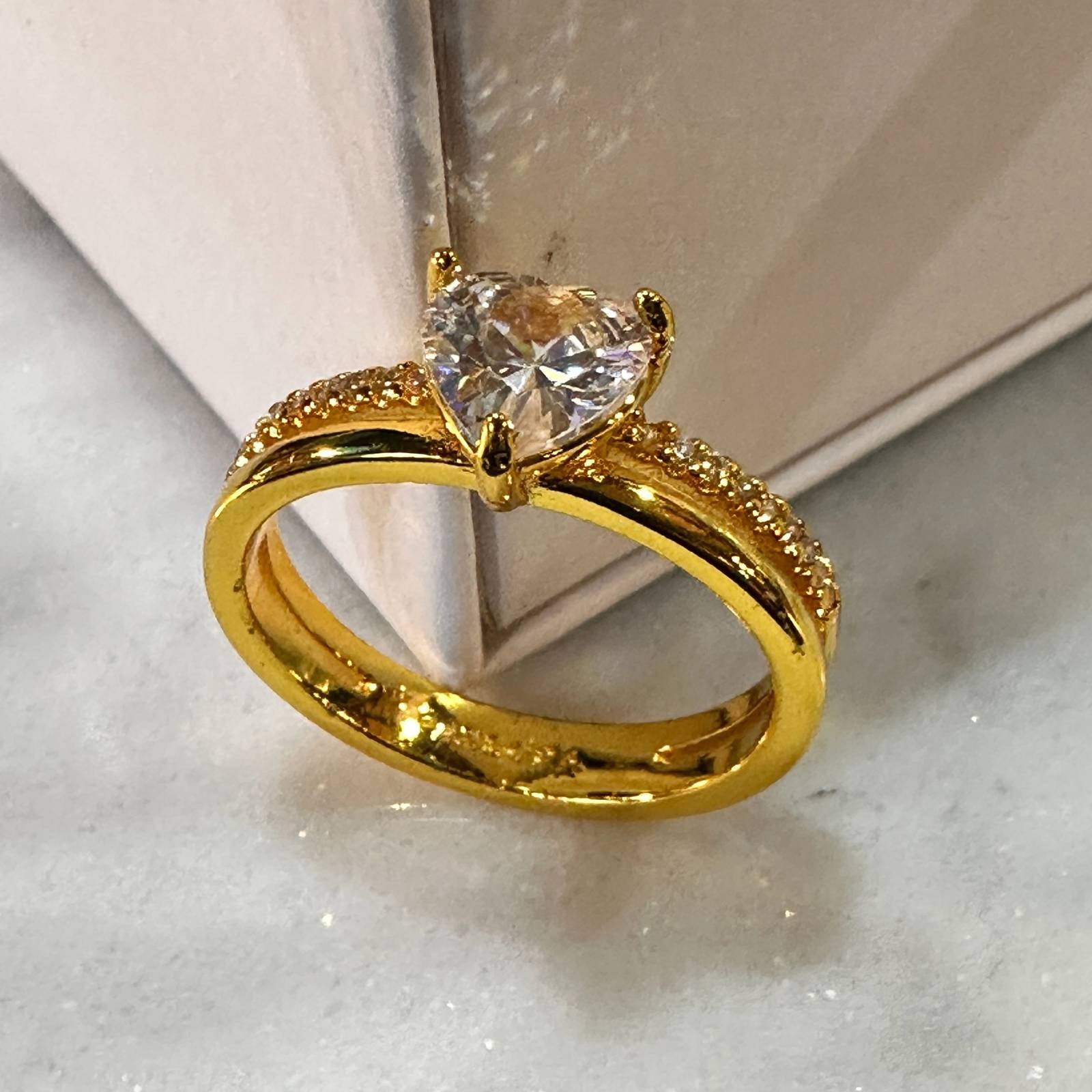 Genuine Pandora Timeless CZ Double Band Heart Gold Plated Ring 163100C01 SZ 8