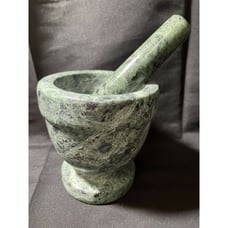 Vintage Green Stone Solid Polished Footed Marble Mortar & Pestle 4 H